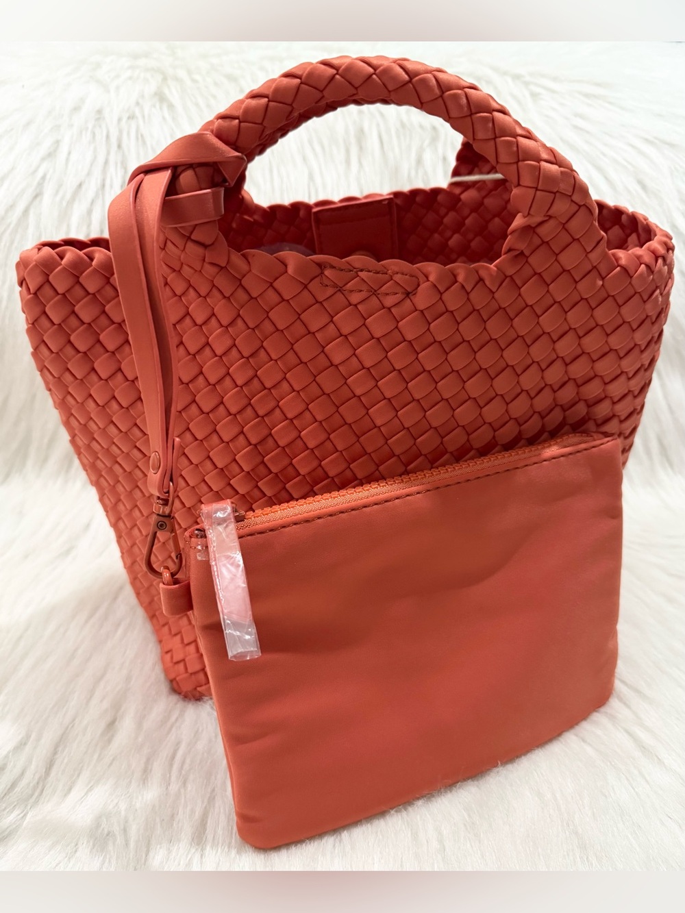 Madison West Kya Neoprene 2 in 1 Satchel Tote Crossbody Bag Coral Orange NWT